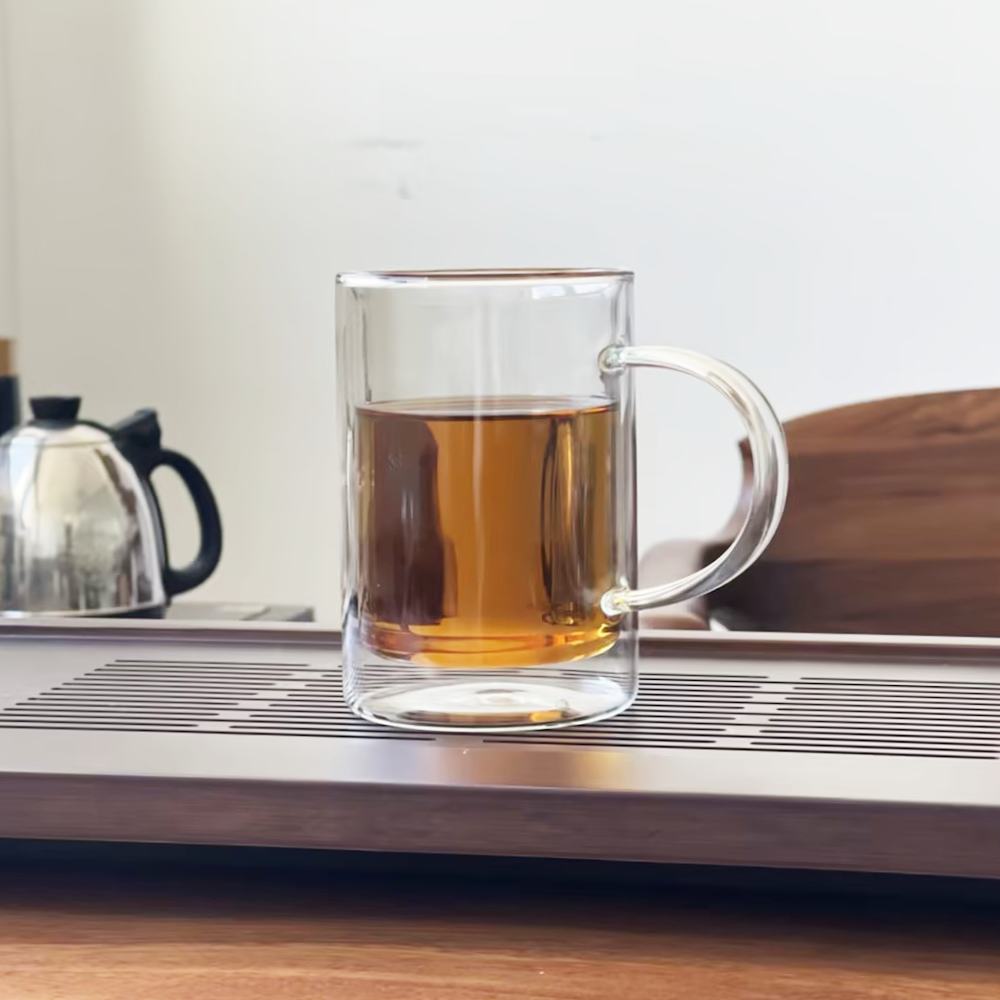 Double Wall 13oz 380ml Water Drinking Glasses Milk Mug with Handle