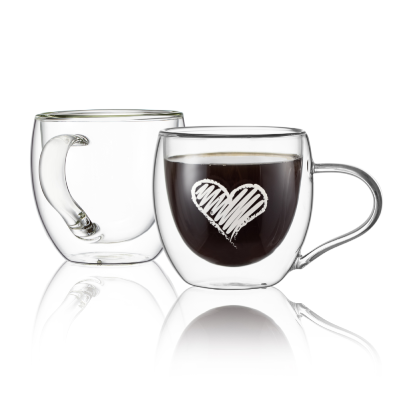 9,5 Unzen Borosilikatglas Doppelschicht Glaswaren Trinkglas Teetasse 2 Pcs