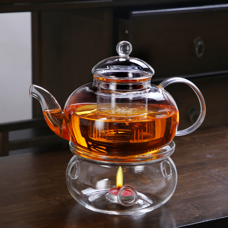 Tea Lover Glassware Stovetop Safe Kettle Glass Teapot and Warmer Set 2