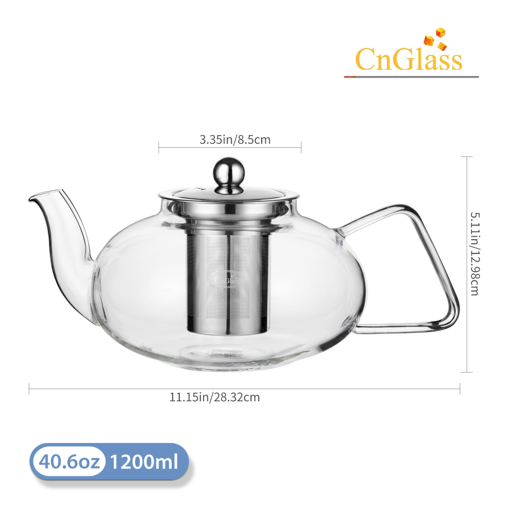 Ensemble de théière à double couche en verre lavable au lave-vaisselle, 3 pièces