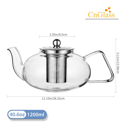 Ensemble de théière à double couche en verre lavable au lave-vaisselle, 3 pièces