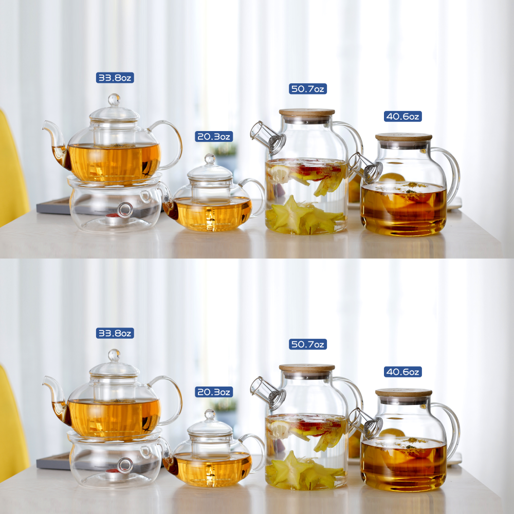 20.3oz - 50.7oz Bamboo Lid Borosilicate Glass Teapot Water Pitcher wit –  slonmall