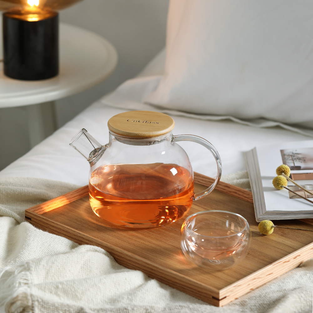 Teekanne aus Glas mit hohem Borosilikatgehalt und 40,6 oz Filterausgus – slonmall