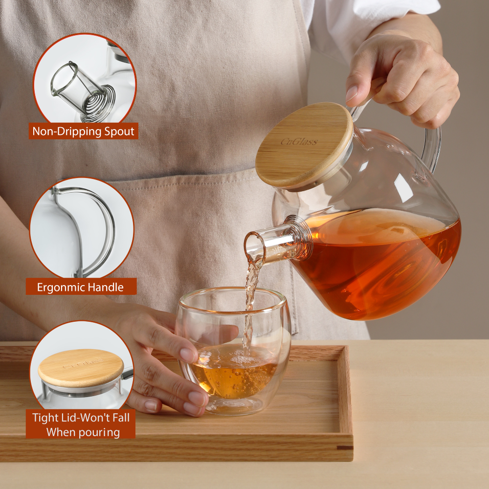 1000ML Heat Resistant Glass Water Carafe With Bamboo Lid Glass Pitcher And  Glass Teapot - Buy 1000ML Heat Resistant Glass Water Carafe With Bamboo Lid  Glass Pitcher And Glass Teapot Product on